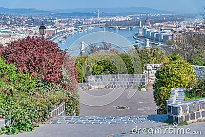 Budapest aerial cityview from Buda Citadel Stock Photo