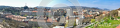 BUDAPEST - APRIL 1, 2019: Aerial view of Budapest from the city hill Editorial Stock Photo