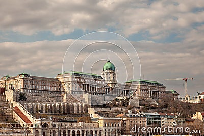 Budapest Buda Castle seen from Pest with the budavar palace in front. Stock Photo