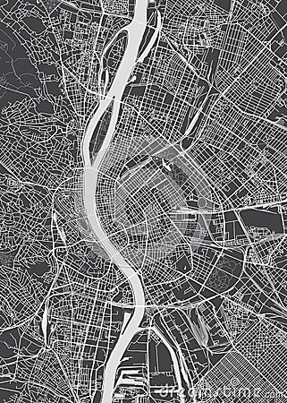 Budapest city plan, detailed vector map Vector Illustration