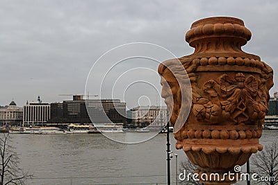 Budapest city and river in winter. Editorial Stock Photo