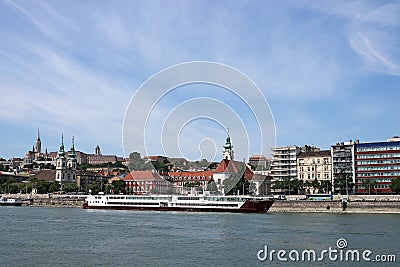 Budapest Danube riverside with old buildings Stock Photo