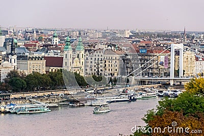 Budapest enmankment, Danube river Editorial Stock Photo