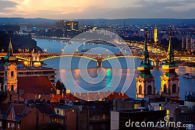 Budapest in evening illumination Stock Photo