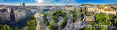 Budapest, Hungary - Aerial panoramic view of Elisabeth square Erzsebet ter at sunrise Stock Photo