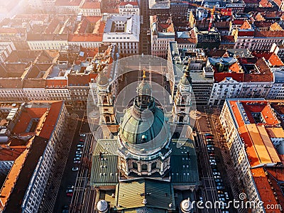 Budapest, Hungary - Aerial view of the beautiful St.Stephen`s Basilica Szent Istvan Bazilika Stock Photo