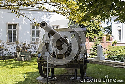 Museum of the history of the military of the Hungarian army with historical exhibits and compositions on the theme of war. Editorial Stock Photo