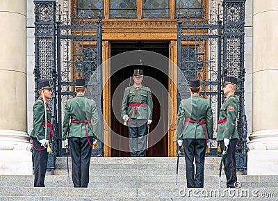 Guard of honor guard change guard at the Parliament of Hungary Editorial Stock Photo