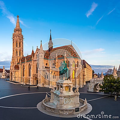 Budapest, Hungary - The beautiful Matthias Church Matyas templom at sunrise Stock Photo