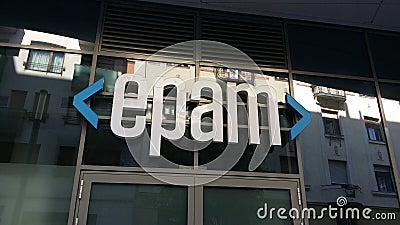 Budapest, Hungary - 2016.07.18.: Epam offices sign Editorial Stock Photo