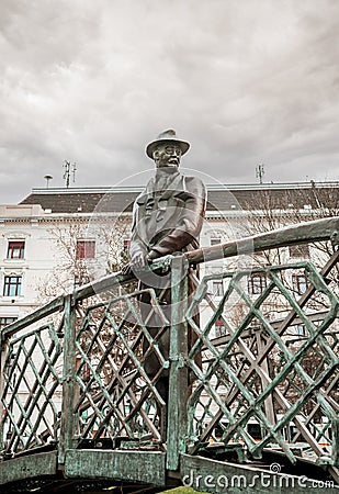 Budapest, Hungary. February 27, 2023: Imre Nagy statue, a much-loved sculpture depicting the hero of a 1956 anti-Soviet uprising Editorial Stock Photo