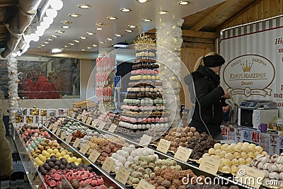 Budapest, Hungary food market with local vendors selling desserts at St Stephen square. Editorial Stock Photo