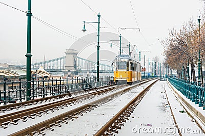 Typical,Tramway in Budapest, Hungary Editorial Stock Photo