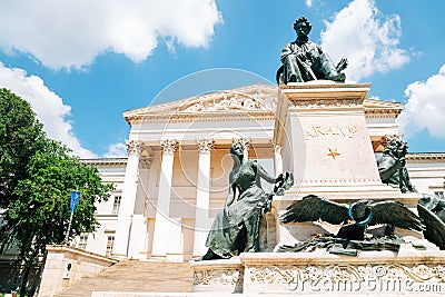 Hungarian National Museum and Janos Arany statue in Budapest, Hungary Editorial Stock Photo