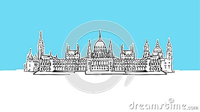 Budapest Hungary Lineart Vector Sketch Vector Illustration