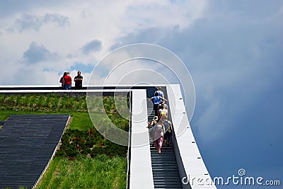 The Museum of Ethnography. roof top garden detail. Budapest, Hungary. Editorial Stock Photo