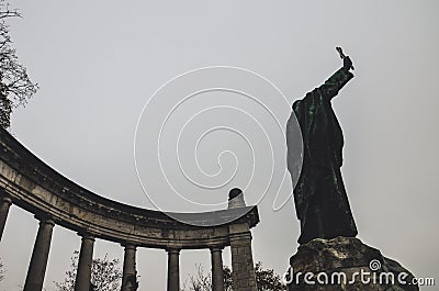 Budapest, Hungary - Nov 6, 2019: Gerard of Csanad Monument. Gerard or Gerard Sagredo, the first Bishop of Csanad in the Kingdom of Editorial Stock Photo