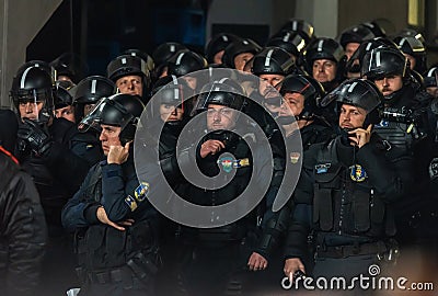 Hungarian commando police during UEFA Europa League match Ferencvaros vs Crvena Zvezda (2-1 Editorial Stock Photo