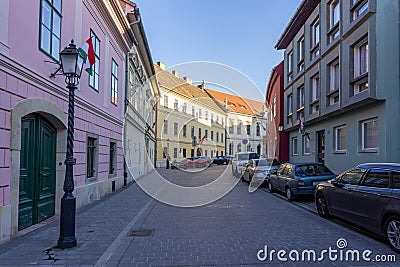 Budapest, Hungary - October 2021: Streets and architecture of Buda hill Editorial Stock Photo