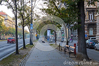 Walking alley in Budapest city center Editorial Stock Photo