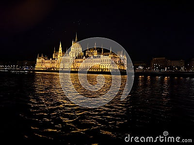 Budapest, Hungary, Parliament building at night. Artistic look in colours. Editorial Stock Photo