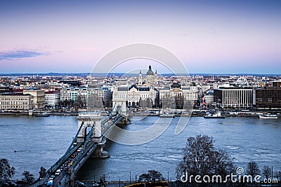 Budapest, Hungaryâ€™s capital, is bisected by the River Danube. Editorial Stock Photo