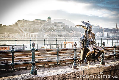 Budapest Little Princess, main tourist attraction and city symbol near the Danube river. HDR image, artistic interpretation Editorial Stock Photo