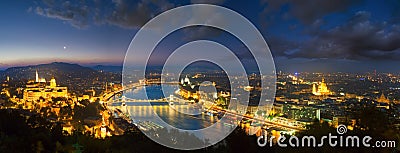 Budapest night panorama view. Stock Photo