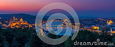 Budapest Night Panoramic view Editorial Stock Photo