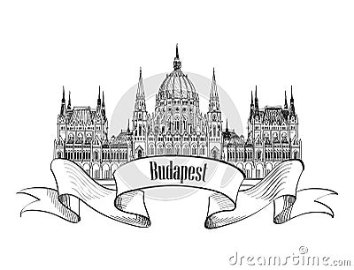 Budapest Parlament Building Vector Illustration