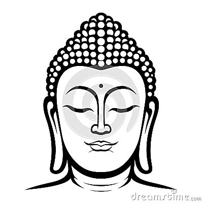 Buddah silhouette in black color. Vector template for laser cutting wall art Stock Photo