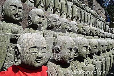 Buddha army at the Hase-Dera temple in Kamakura Stock Photo