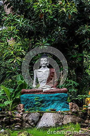 The Buddha asceticism statue in Phra That Pha Ngao temple Stock Photo