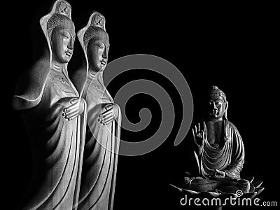 Buddha and Avalokitasvara Bodhisattva/Guan Yin/Guanshiyin sculpture Stock Photo