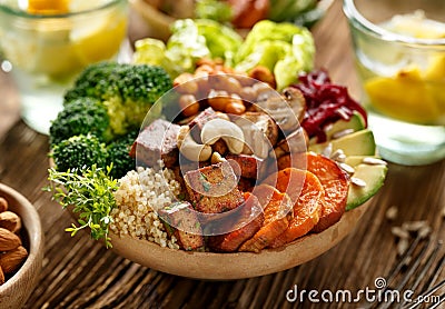 Buddha bowl, healthy and balanced vegan meal Stock Photo