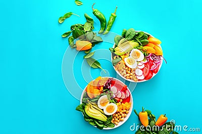 Buddha bowl salad in two bowls Stock Photo