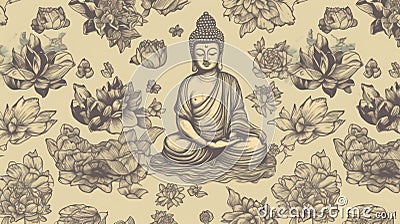 Buddha. Buddhism Pattern. Made With Generative AI. Stock Photo