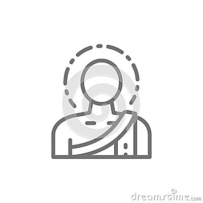 Buddha, buddhist monk line icon. Vector Illustration