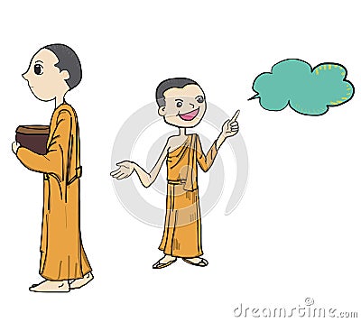 Buddha cartoon vector illustration of young monk cartoon Vector Illustration