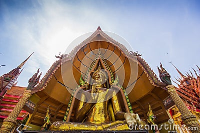 Buddha Chinnarat The largest in Kanchanaburi. Stock Photo