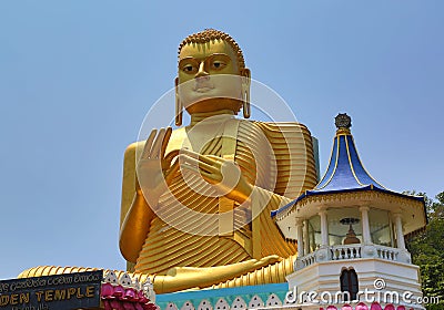 Buddha on Dambula golden temple in Sri lanka Stock Photo