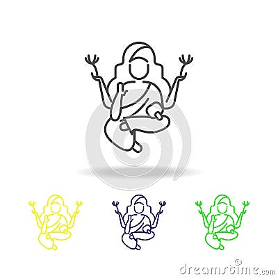 Buddha Diwali colored icons on white background. Diwali Hindu festival Indian Holidays elements for graphic and web design Stock Photo