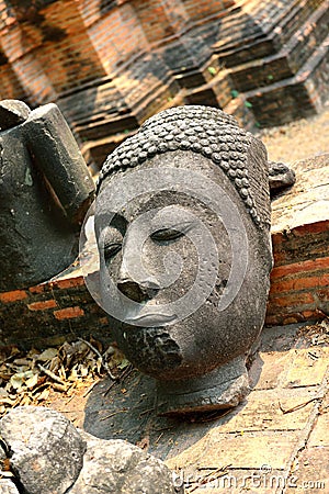 Buddha Face Statue, Ayutthaya Stock Photo