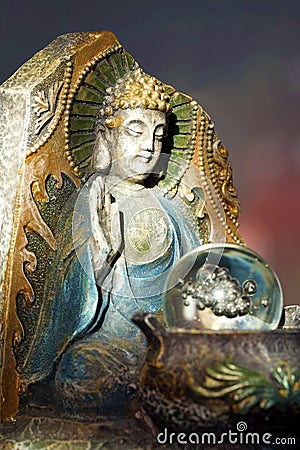 Buddha figurine with Fearless Mudra Stock Photo