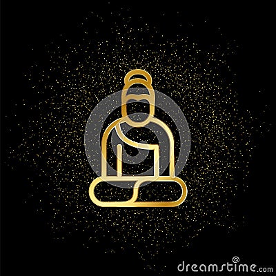 Buddha gold icon. Vector illustration of golden particle background.. Spiritual concept vector illustration Vector Illustration
