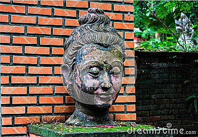 Buddha head ancient statue sacred Stock Photo