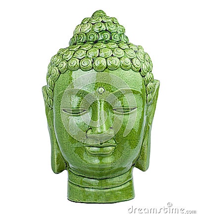 Buddha head green Stock Photo