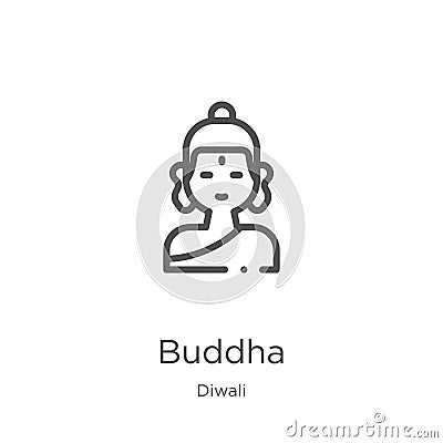 buddha icon vector from diwali collection. Thin line buddha outline icon vector illustration. Outline, thin line buddha icon for Vector Illustration