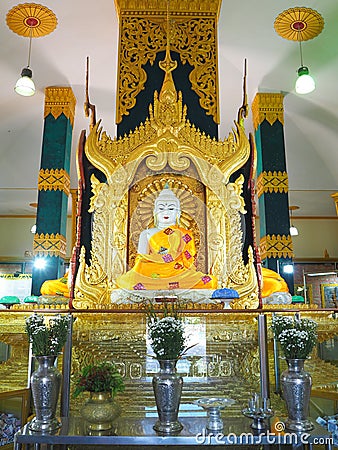 Buddha image in Gaya, Kyaikpawlaw Pagoda, Kyaikhto, Myanmar Editorial Stock Photo