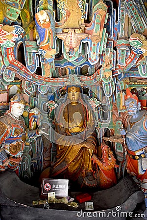 Buddha Image, Hanging Monastery, Datong, China Stock Photo